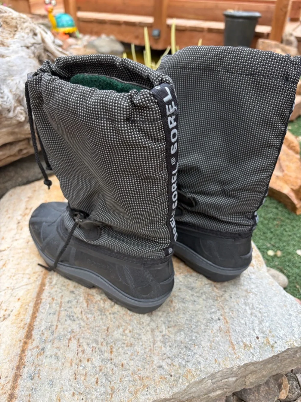 Sorel Lined Winter Snow Boots youth Size 3 Green Liners Lace Front Women's 4.5-5
